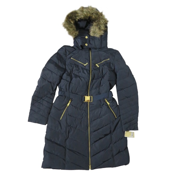Michael Kors Hooded Down Puffer Coat With Faux-Fur - Picture 1 of 7